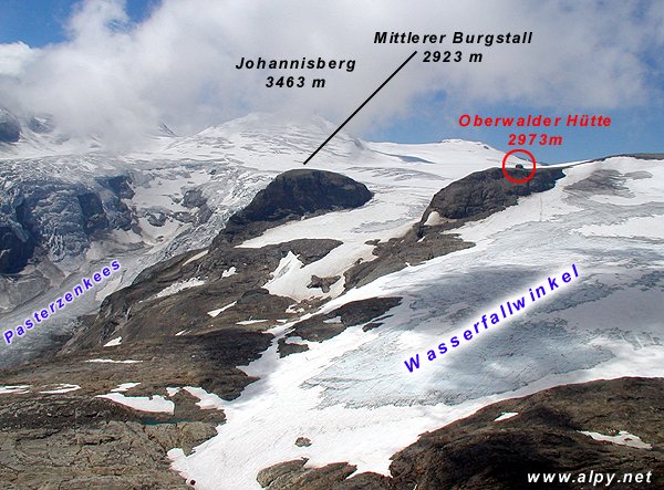 Johannisberg, Wasserfallwinkel, Mittlerer Burgstall a Oberwalderhtte